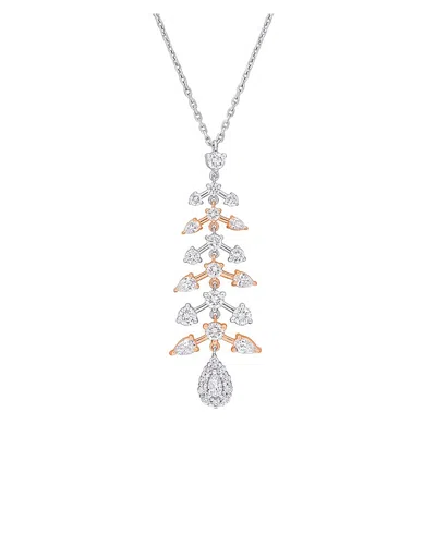 Rina Limor 14k Two-tone 1.05 Ct. Tw. Diamond Floral Necklace In Metallic