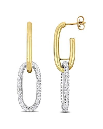 Rina Limor 14k Two-tone 2.70 Ct. Tw. Diamond Oval Link Earrings In Multi