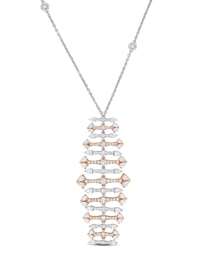 Rina Limor 14k Two-tone 3.29 Ct. Tw. Diamond Drop Necklace In White