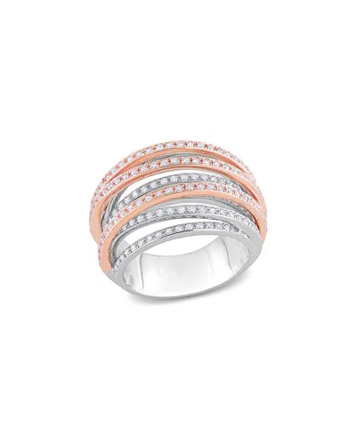 Rina Limor 14k Two-tone 1.24 Ct. Tw. Diamond Split Shank Ring In Silver