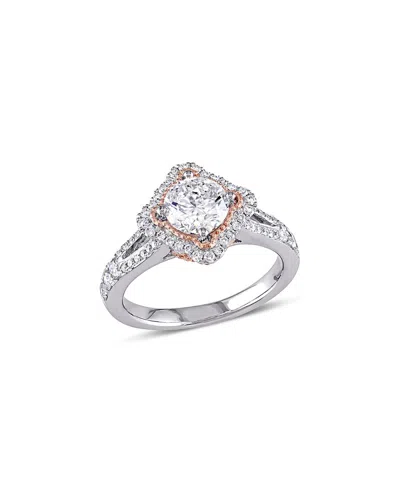 Rina Limor 14k Two-tone 1.50 Ct. Tw. Diamond Split Shank Halo Ring In Metallic