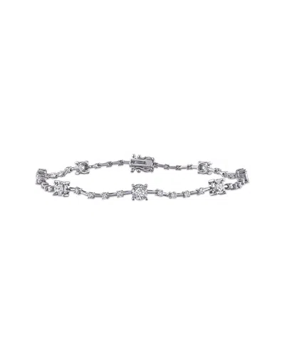 Rina Limor 14k White Gold 0.83 Ct. Tw. Diamond Station Bangle Bracelet In Metallic