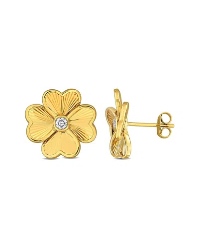 Rina Limor 1/7ct Tdw Diamond Floral Earrings In 10k Yellow Go In Gold