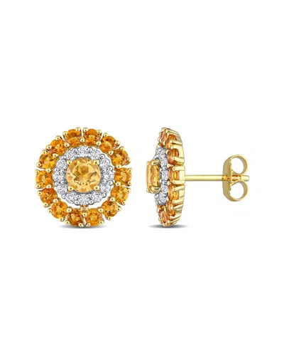 Rina Limor 18k Over Silver 3.52 Ct. Tw. Gemstone Double Halo Studs