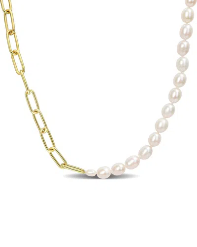 Rina Limor 18k Over Silver 4.5-5mm Pearl Necklace In Brown