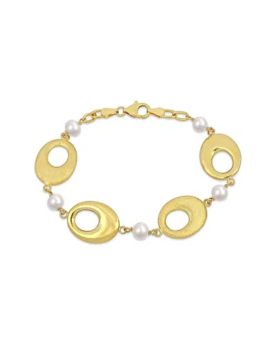 Rina Limor 18k Over Silver 6-7mm Pearl Bracelet In Gold