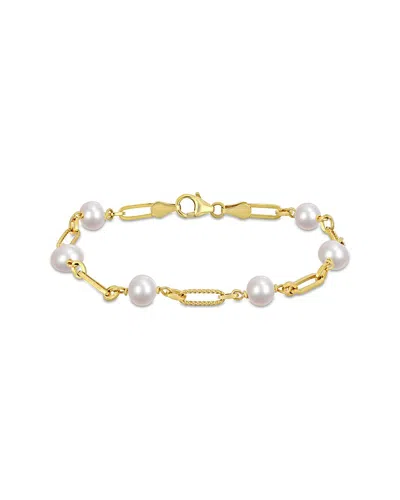Rina Limor 18k Over Silver 7-7.5mm Pearl Oval Link Bracelet