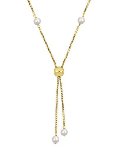 Rina Limor 18k Over Silver Pearl Tassel Necklace In Gold