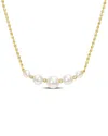 Rina Limor 18k Over Silver White Topaz 4.5-8mm Pearl Necklace