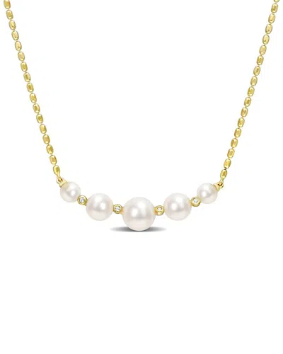 Rina Limor 18k Over Silver White Topaz 4.5-8mm Pearl Necklace