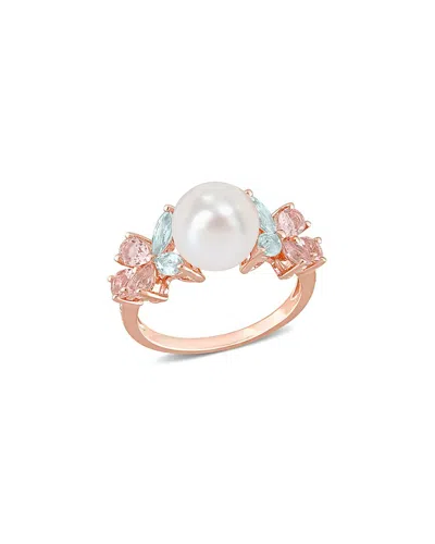 Rina Limor 18k Rose Gold Over Silver 1.43 Ct. Tw. Gemstone 8.5-9mm Pearl Cocktail Ring In Pink