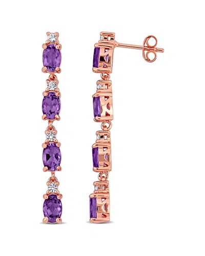 Rina Limor 18k Rose Gold Plated 3.60 Ct. Tw. Amethyst & Topaz Earrings In Purple