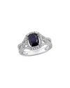 Rina Limor 2 1/5ct Tgw Cushion-cut Created Blue Sapphire And In Metallic