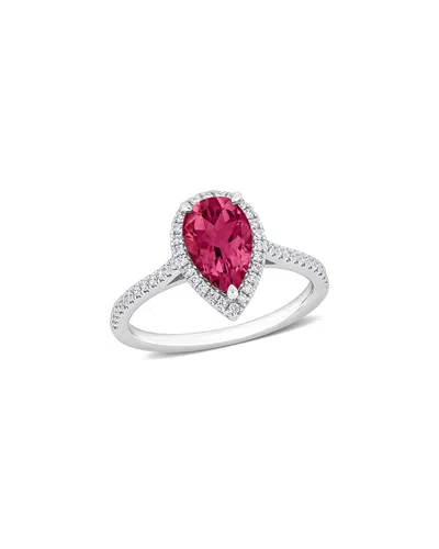 Rina Limor 2 3/5ct Tgw Pear Shape Ruby And 1/4ct Tdw Diamond In White