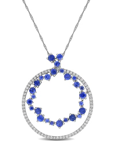 Rina Limor 2 4/5 Ct Tgw Blue Sapphire And 5/8 Ct Diamond Cir In Metallic