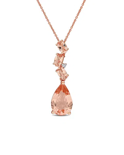 Rina Limor 3 1/2 Ct Tgw Oval And Pear Shape Morganite And Dia In Gold