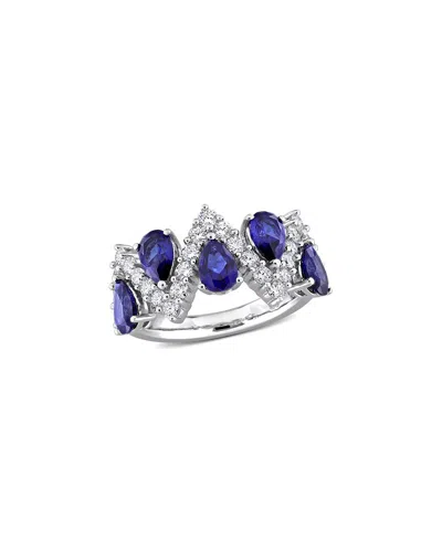 Rina Limor 3 1/2ct Tgw Created Blue Sapphire And 7/8ct Tw Lab In Metallic