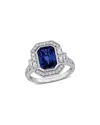Rina Limor 3 2/5ct Tgw Octagon-cut Blue Sapphire 1ct Tw Multi In Metallic