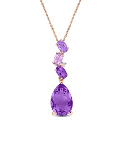 Rina Limor 3 5/8ct Tgw Oval And Pear Shape Amethyst Rose De F In Purple