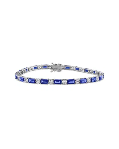 Rina Limor 6 1/3ct Tgw Baguette-cut Created Blue Sapphire And In Metallic