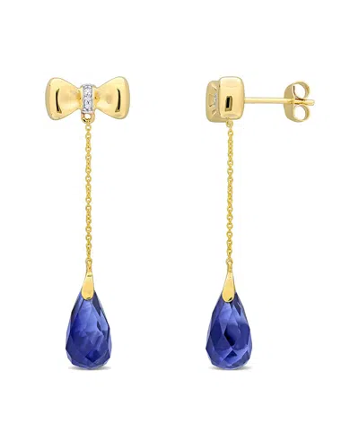 Rina Limor 6ct Tgw Created Blue Sapphire And Diamond Accent S In Gold