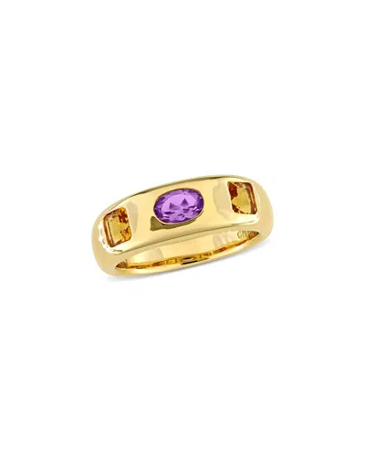 Rina Limor 7/8ct Tgw Amethyst Citrine 3-stone Ring In 14k Yel In Gold