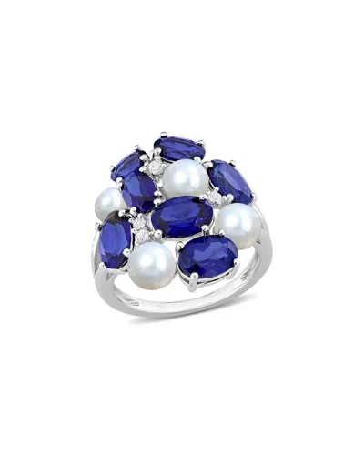Rina Limor 7ct Tgw Created Blue And White Sapphire With Cultu In Metallic