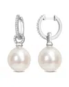 Rina Limor Contemporary Pearls 14k Diamond 12-12.5mm Pearl Huggie Earrings