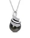 Rina Limor Contemporary Pearls 14k Diamond 9-10mm Pearl Swirl Pendant Necklace