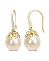 Rina Limor Contemporary Pearls 14k 0.14 Ct. Tw. Diamond 9-10mm Pearl Earrings