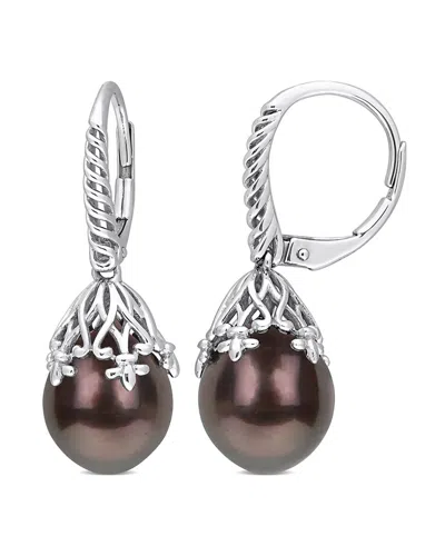 Rina Limor Contemporary Pearls 14k 9-10mm Pearl Filigree Earrings