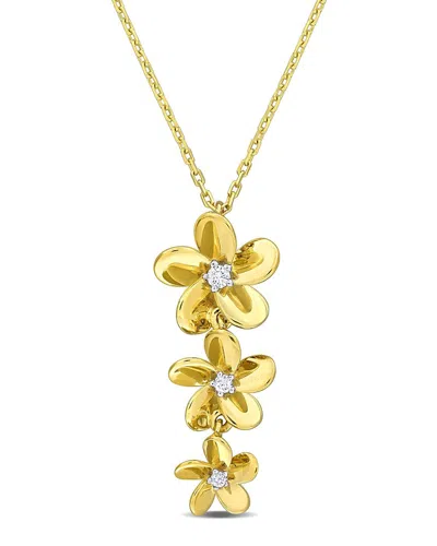 Rina Limor Floral 0.05 Ct. Tw. Diamond Floral Necklace In Gold