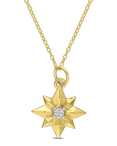 Rina Limor Gold Over Silver Diamond Pendant Necklace