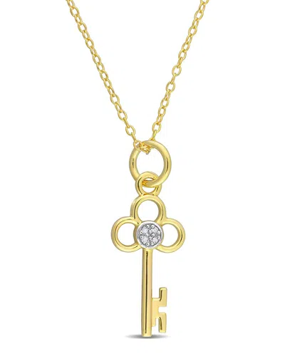Rina Limor Gold Over Silver Diamond Pendant Necklace