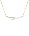 Rina Limor Gold Over Silver 0.18 Ct. Tw. White Topaz 4-4.5mm Pearl Necklace