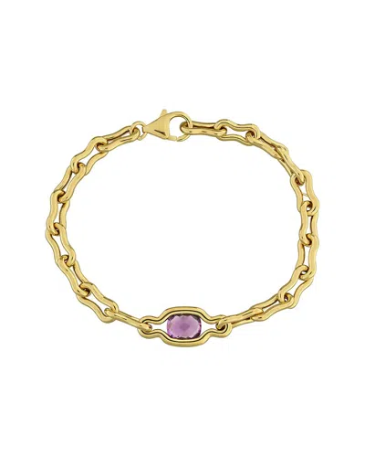 Rina Limor Gold Over Silver 1.50 Ct. Tw. Amethyst Link Bracelet
