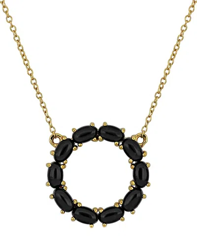Rina Limor Gold Over Silver 2.10 Ct. Tw. Black Onyx Circle Necklace In Pattern