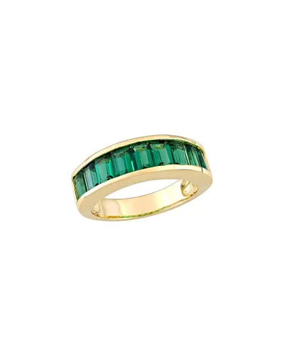 Rina Limor Gold Over Silver 2.70 Ct. Tw. Lab-grown Created Emerald Semi-eternity Ring In Orange