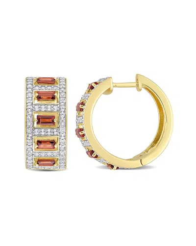Rina Limor Gold Over Silver 2.88 Ct. Tw. Gemstone Hoops