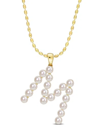 Rina Limor Gold Over Silver 3.5-4mm Pearl Initial Pendant (a-z)