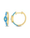 Rina Limor Gold Over Silver Sapphire Enamel Evil Eye Hoops