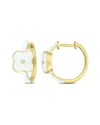Rina Limor Gold Over Silver Sapphire Enamel Floral Hoops