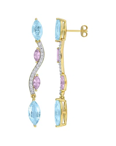 Rina Limor Gold-plated Silver 8.54 Ct. Tw. Gemstone Earrings In Purple