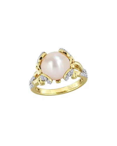 Rina Limor Gold-plated Silver 0.54 Ct. Tw. Gemstone & 10-10.5mm Pearl Ring In Multi