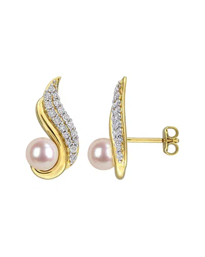 Rina Limor Gold-plated Silver 0.82 Ct. Tw. Gemstone & 6-6.5mm Pearl Earrings