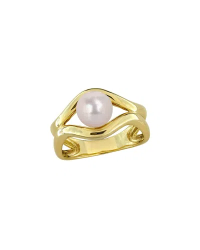 Rina Limor Gold-plated Silver 2.53 Ct. Tw. Lab-grown Gemstone & 7-7.5mm Pearl Ring
