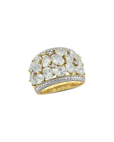 Rina Limor Gold-plated Silver 6.02 Ct. Tw. Diamond & Green Quartz Ring