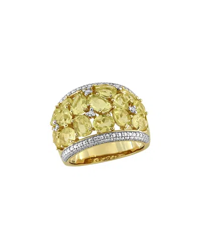 Rina Limor Gold-plated Silver 6.02 Ct. Tw. Diamond & Lemon Quartz Ring