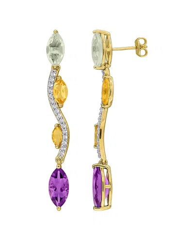 Rina Limor Gold-plated Silver 7.26 Ct. Tw. Gemstone Earrings In Multi