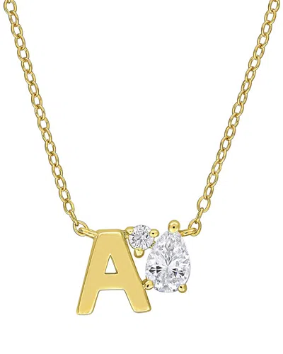 Rina Limor Initial Plated 0.72 Ct. Tw. Lab-grown Created White Sapphire Z  Necklace In Metallic